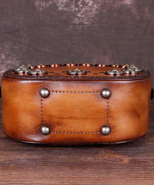 Art Brown Rivet Leather Satchel