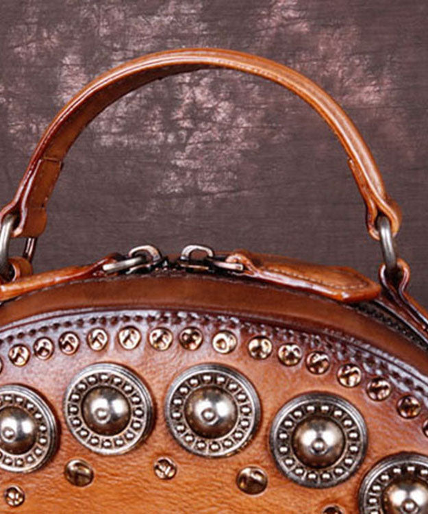 Art Brown Rivet Leather Satchel