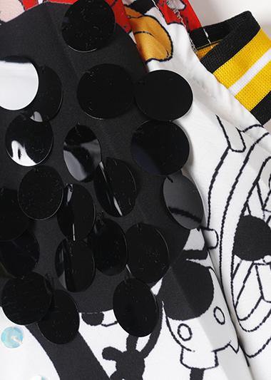 White Off-Shoulder Cartoon Print Top