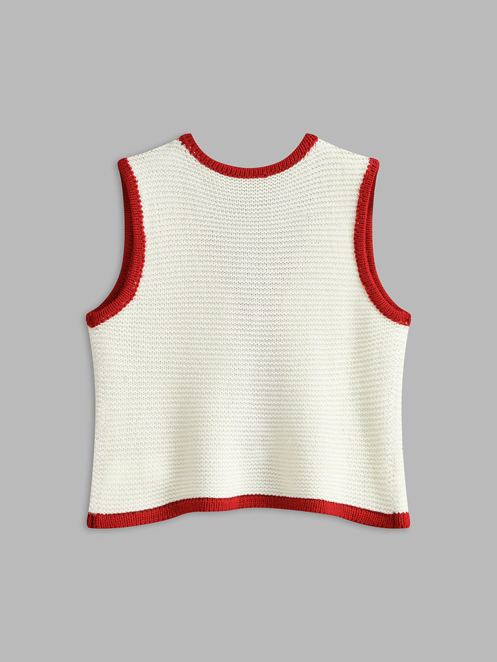 Color Block Knotted Sweater Vest