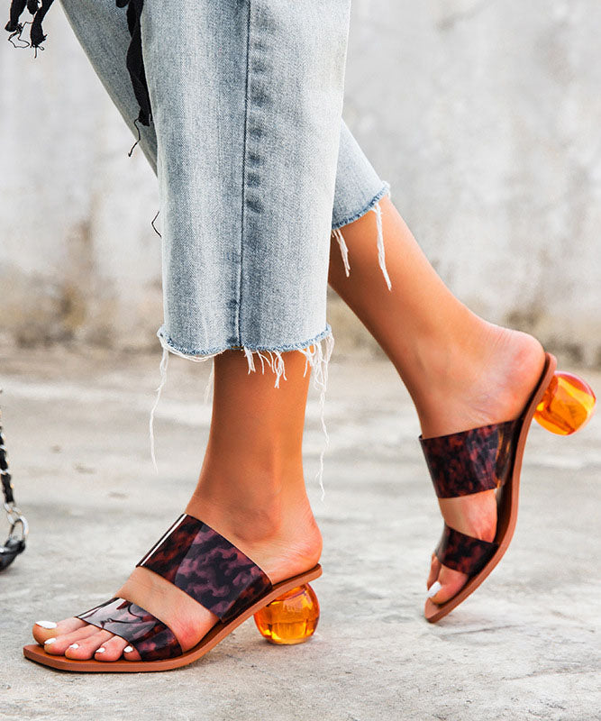 Leopard Print Peep Toe Chunky Sandals