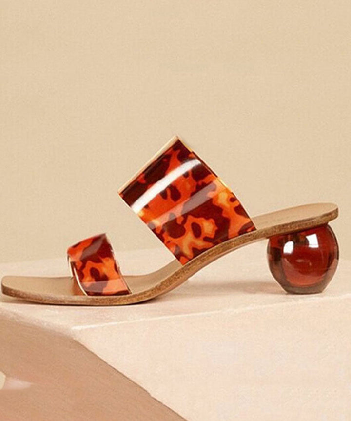 Leopard Print Peep Toe Chunky Sandals