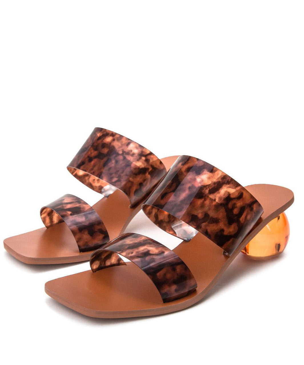 Leopard Print Peep Toe Chunky Sandals