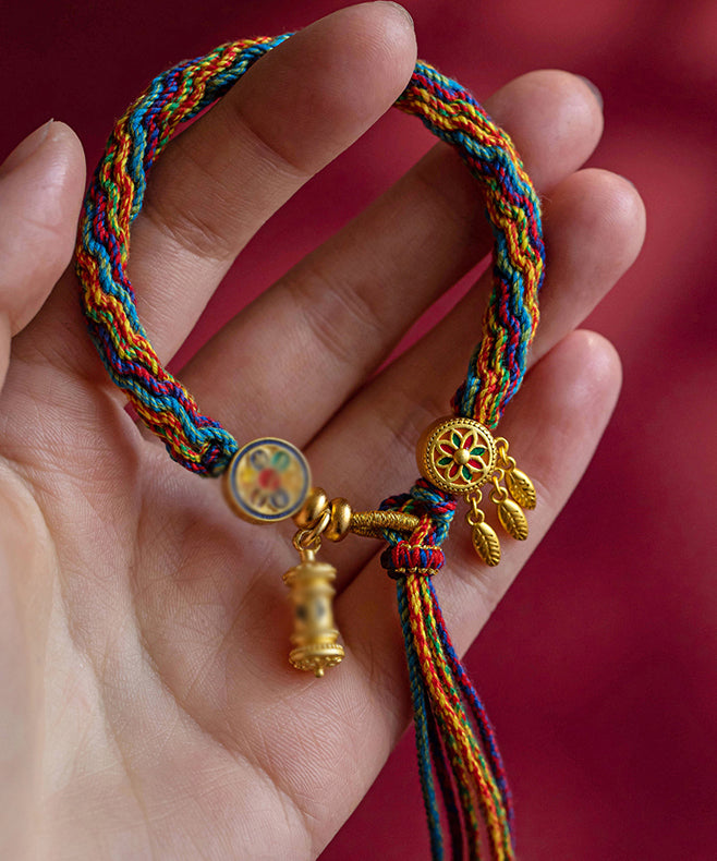 Rainbow Alloy Floral Tassel Bracelet