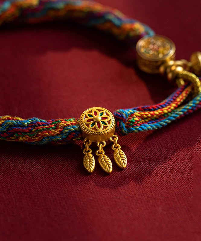 Rainbow Alloy Floral Tassel Bracelet