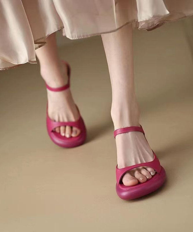Rose Peep Toe Chunky Slide Sandals