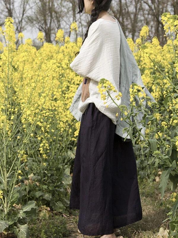 Black Plus Size Linen Pocket Skirt