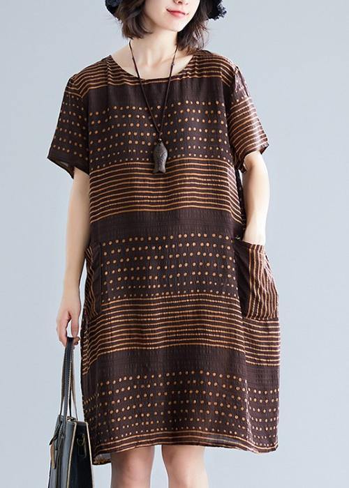 Chocolate Dot Cotton Pocket Tunic Dress
