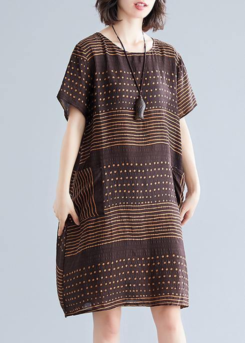 Chocolate Dot Cotton Pocket Tunic Dress
