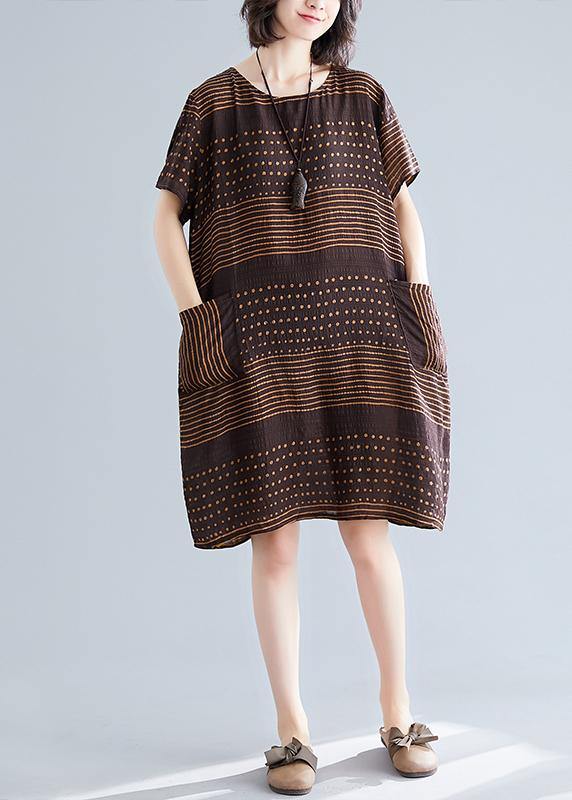 Chocolate Dot Cotton Pocket Tunic Dress
