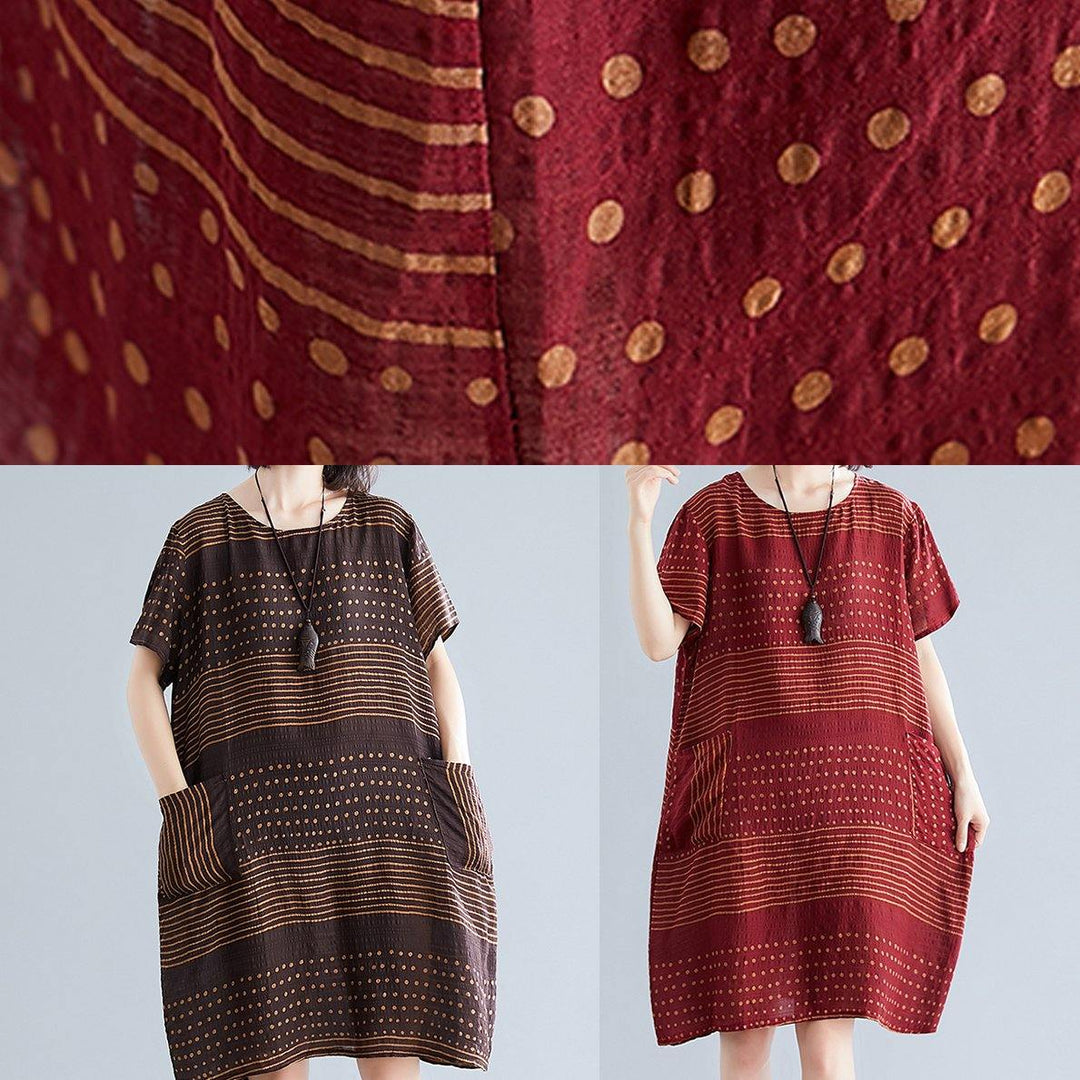 Chocolate Dot Cotton Pocket Tunic Dress