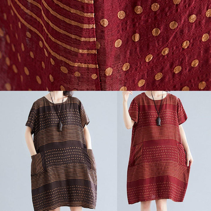 Chocolate Dot Cotton Pocket Tunic Dress