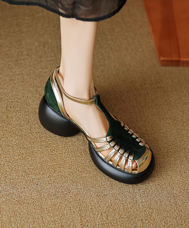 Black Suede Hollow Chunky Sandals