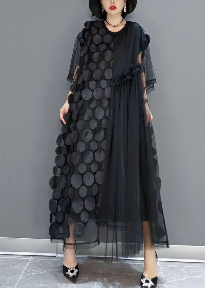 Black Tulle Asymmetric Party Dress