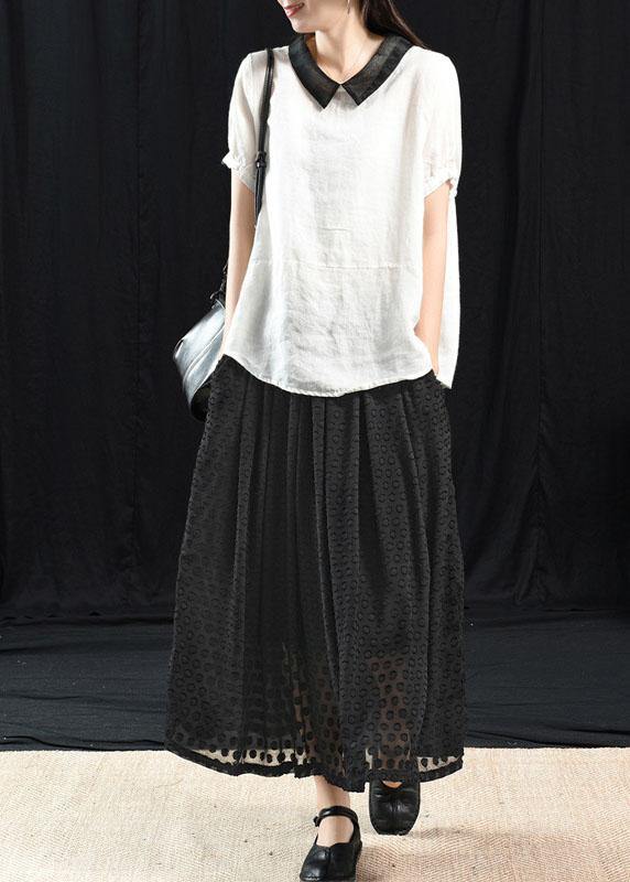 Khaki Boho Patchwork Collared Linen Top