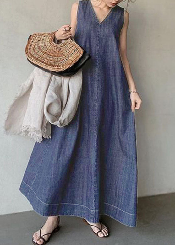 Navy Cold Shoulder Denim Dress