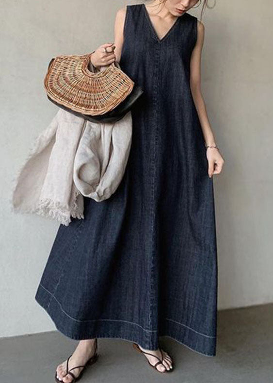 Navy Cold Shoulder Denim Dress