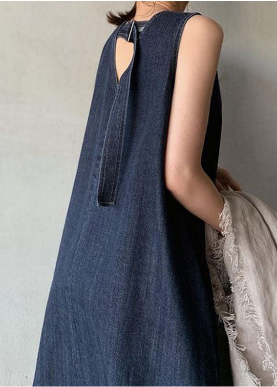 Navy Cold Shoulder Denim Dress