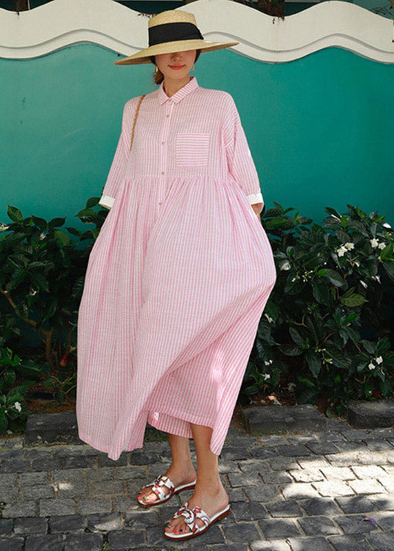 Pink Peter Pan Collar Pleated Dress
