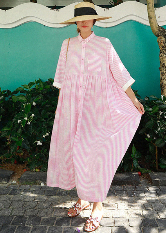 Pink Peter Pan Collar Pleated Dress