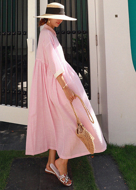 Pink Peter Pan Collar Pleated Dress