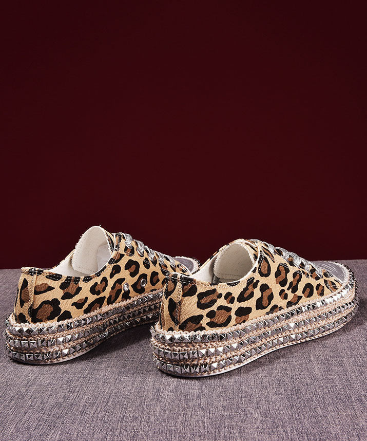 Boho Leopard Print Cotton Flat Shoes
