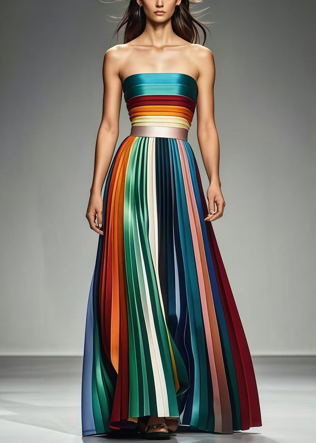 Multicolour Cold Shoulder Chiffon Dress
