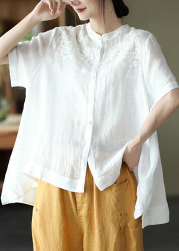 Orange Boho Side-Open Ramie Top