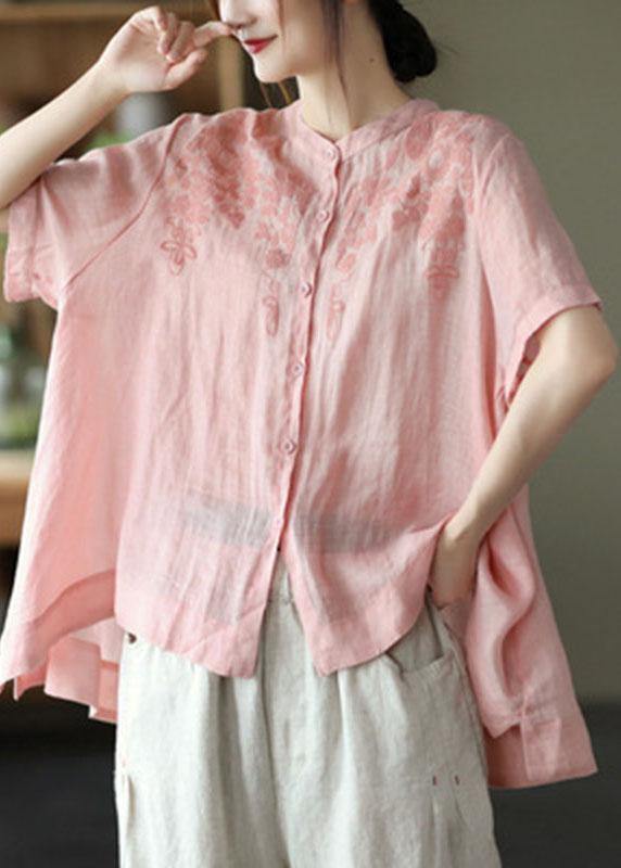 Orange Boho Side-Open Ramie Top