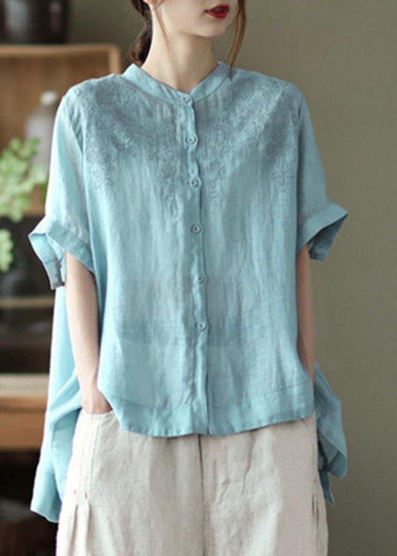 Orange Boho Side-Open Ramie Top