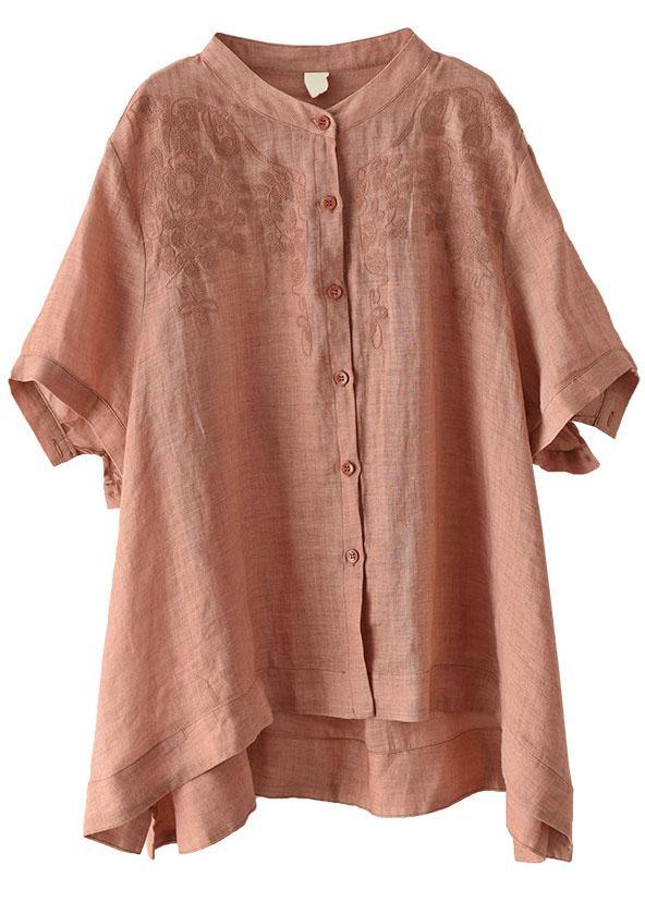 Orange Boho Side-Open Ramie Top