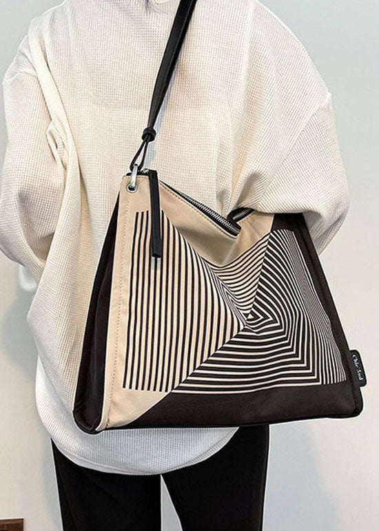 Black Striped Canvas Tote Bag