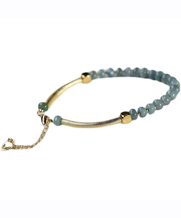 Blue 14K Gold Agate Bracelet