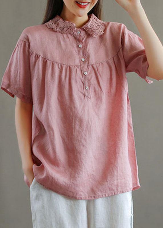 Green Peter Pan Collar Linen Shirt