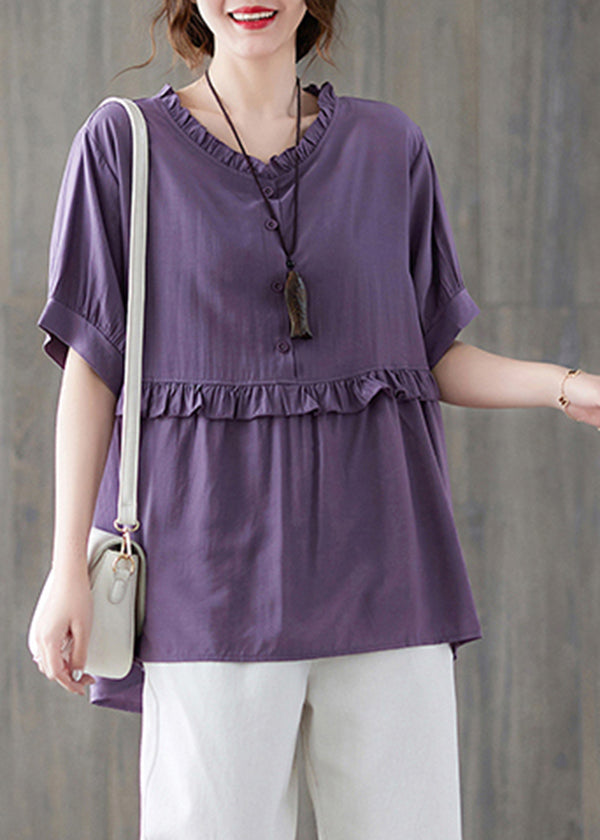 Lilac Ruffled Patchwork Tank Top