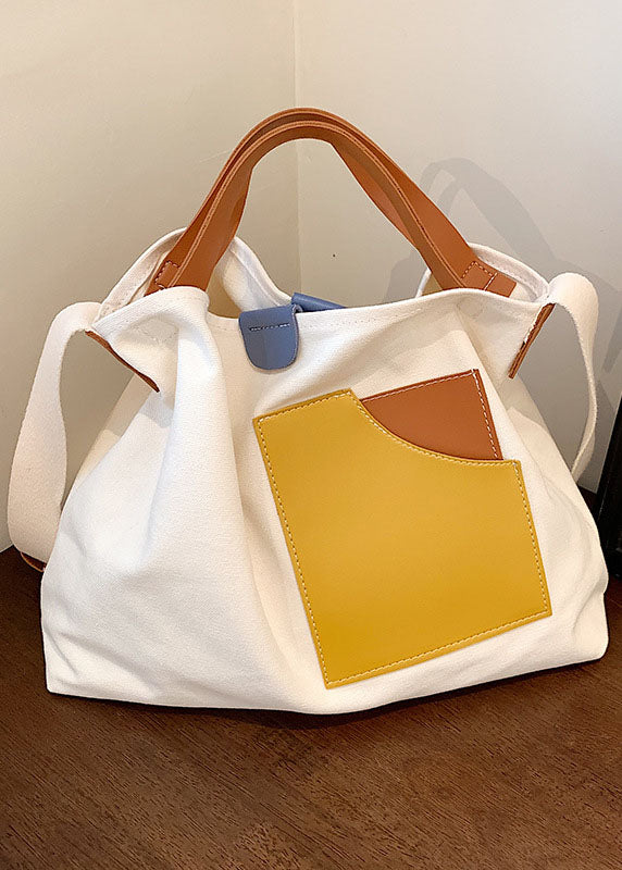 White Patchwork Linen Boutique Handbag