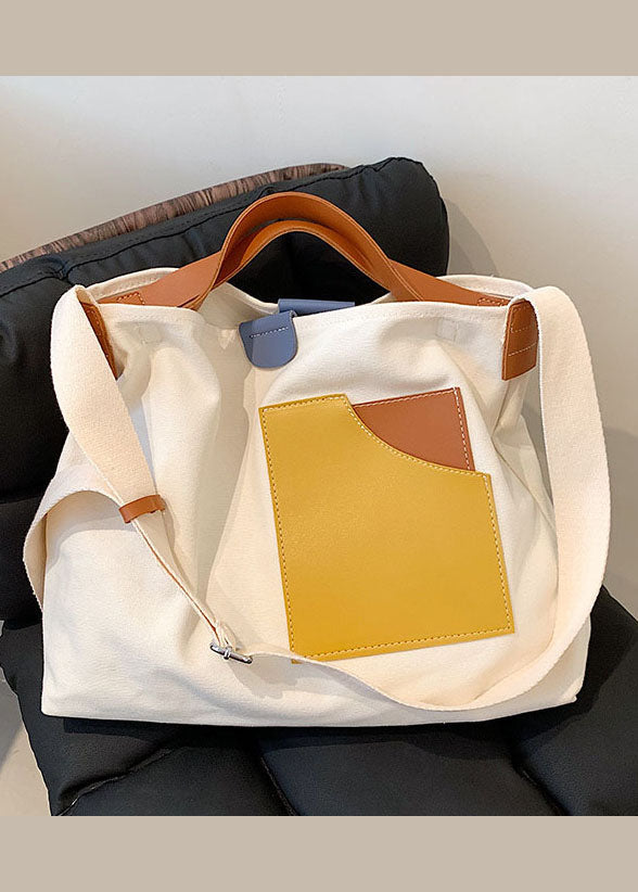 White Patchwork Linen Boutique Handbag