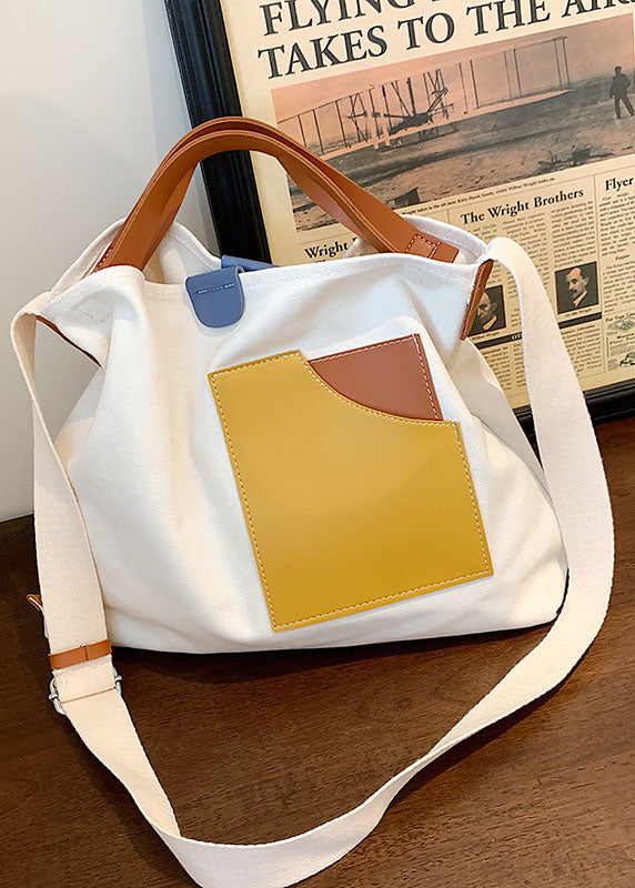 White Patchwork Linen Boutique Handbag