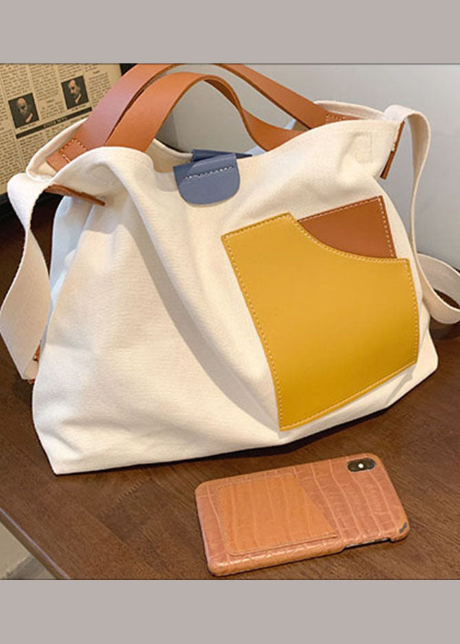 White Patchwork Linen Boutique Handbag