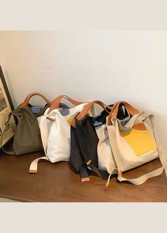 White Patchwork Linen Boutique Handbag