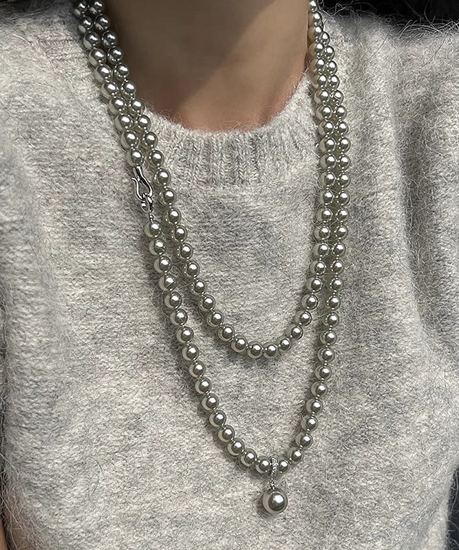 Grey Pearl Tassel Pendant Necklace