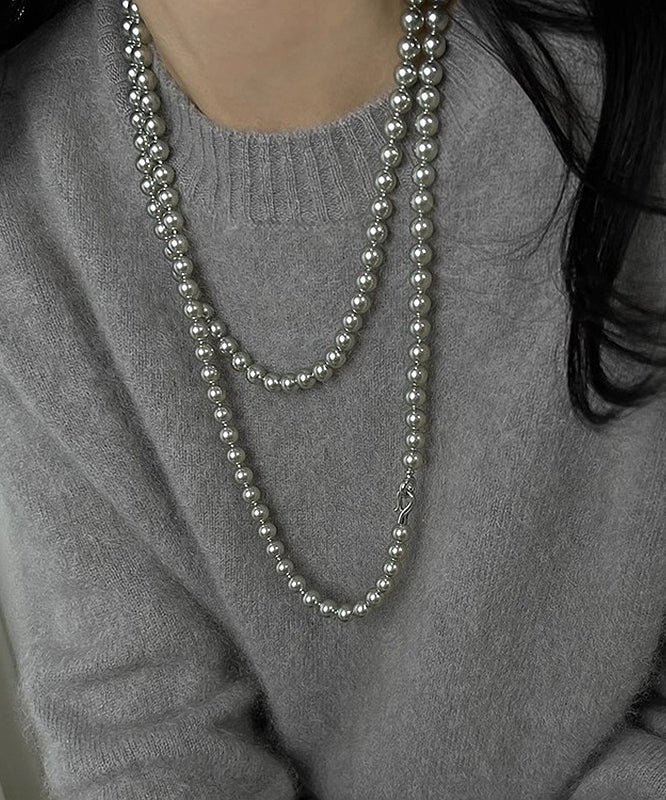Grey Pearl Tassel Pendant Necklace