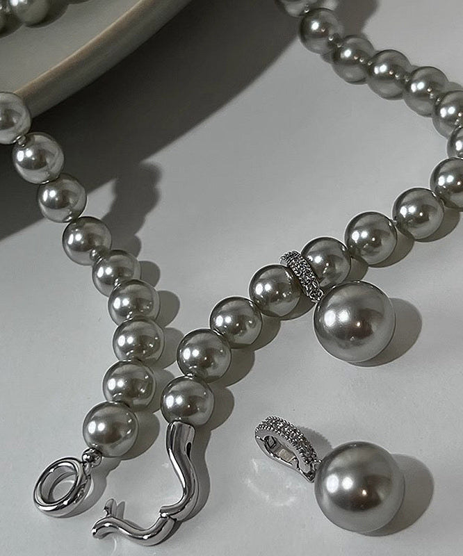 Grey Pearl Tassel Pendant Necklace