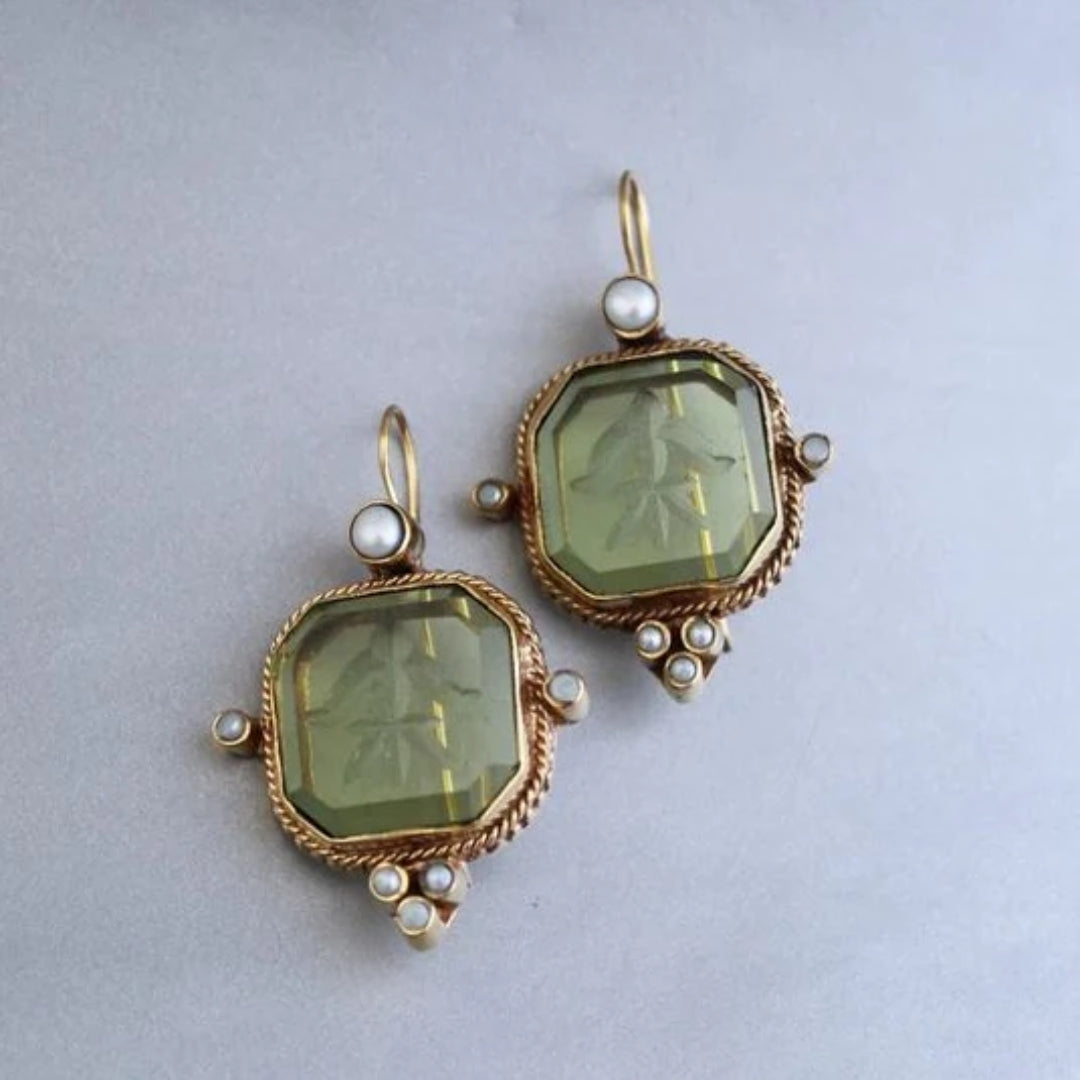 Daisy | Vintage Green Crystal Earrings