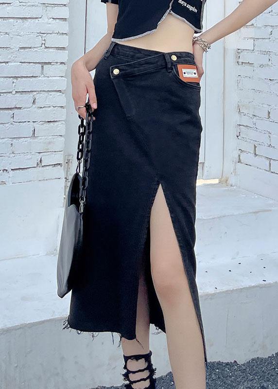Casual Black High Waist Summer Denim Skirts