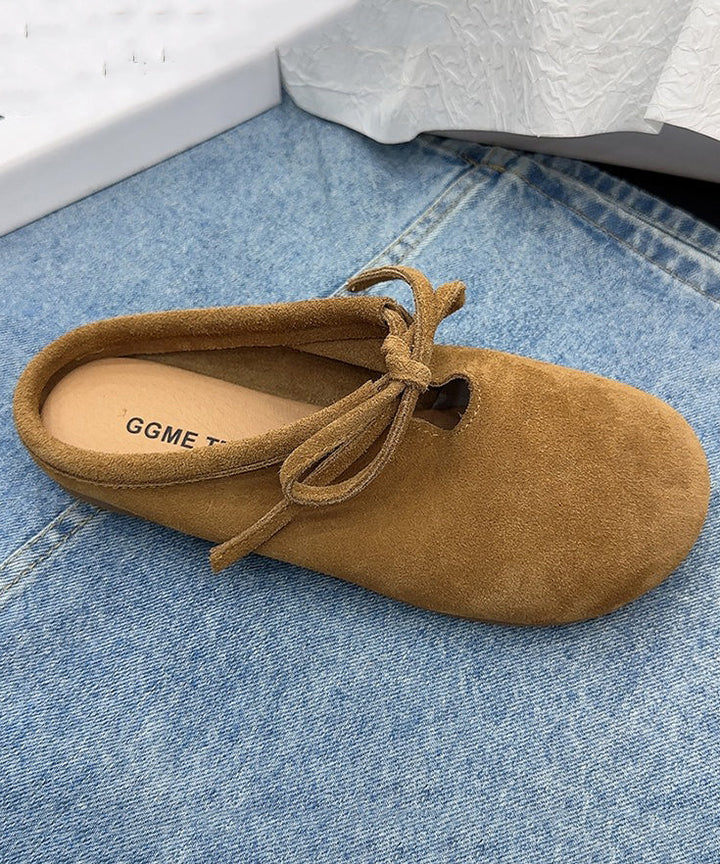 Green Suede Lace-Up Slippers