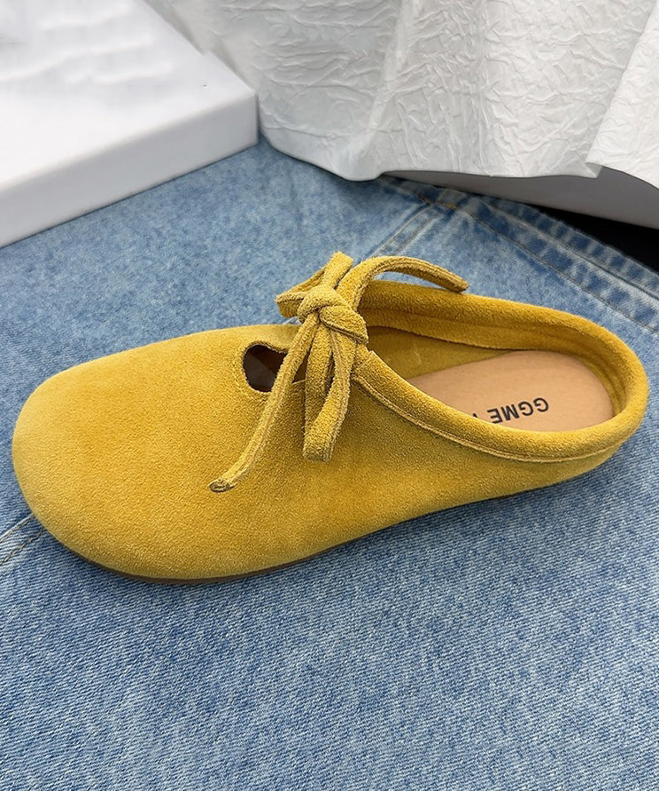 Green Suede Lace-Up Slippers