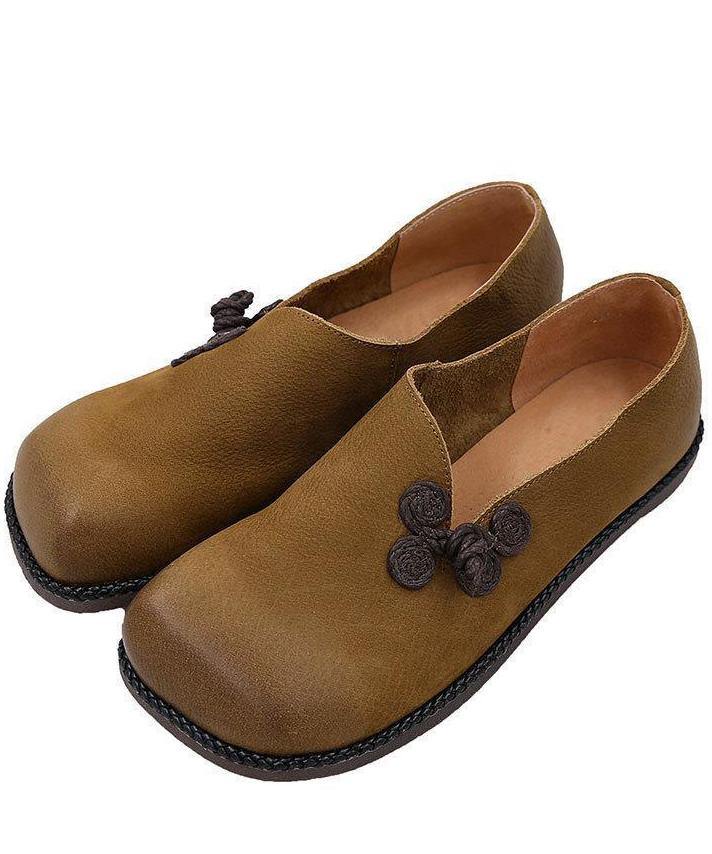 Yellow Faux Leather Flat Loafers