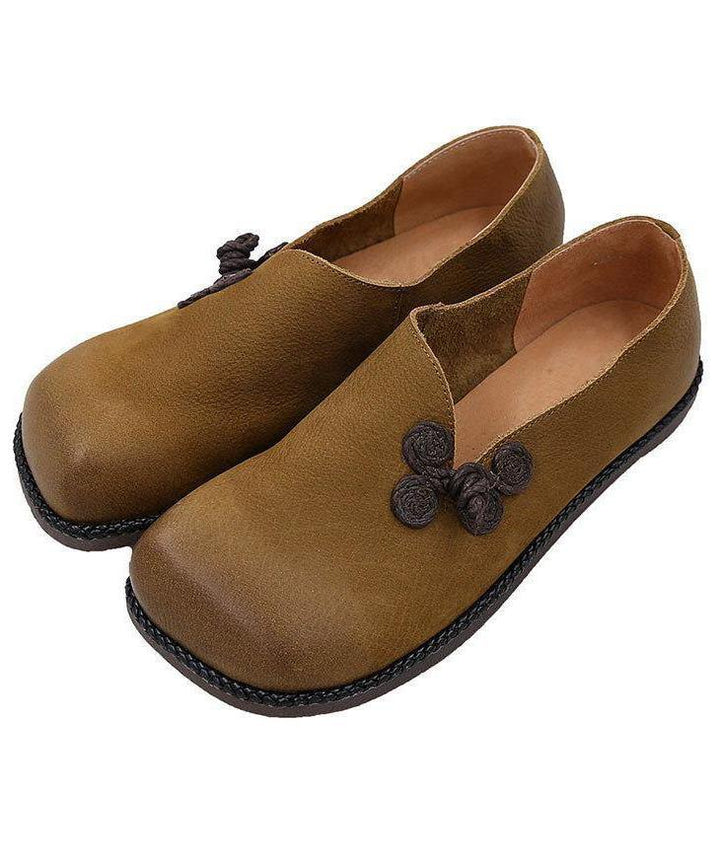 Yellow Faux Leather Flat Loafers