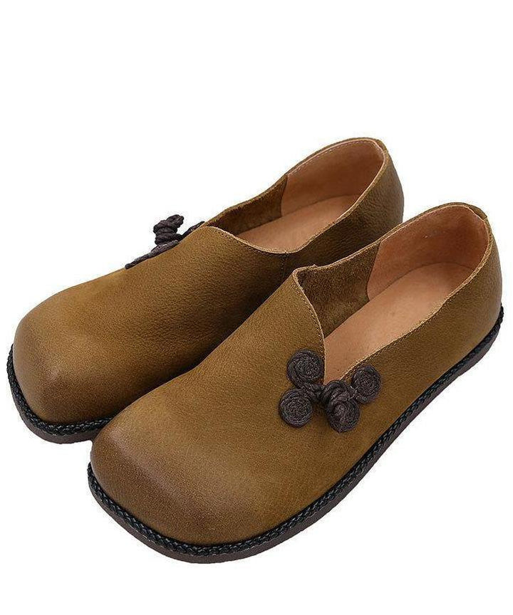 Yellow Faux Leather Flat Loafers